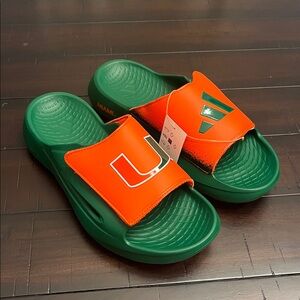 Adidas Lightblaze Miami Hurricanes Slides Sandals Shoes IH7117 new Mens Size 10